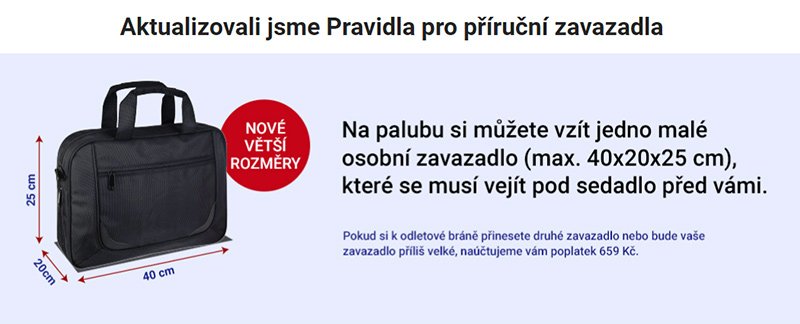 Ryanair - pravidla pro příruční zavazadla