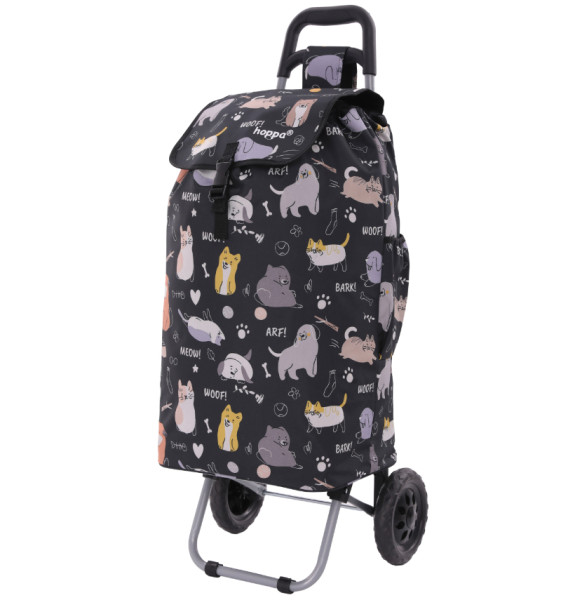Nákupní taška na kolečkách HOPPA ST-57385 Cats&Dogs - černá